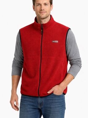 REI Mens XL Red Fleece Full Zip Vest Mock Neck Outdoor Gorpcore Layering